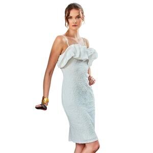 Belle by Badgley Mischka Maria Taffeta Embossed Jacquard white Dress Size 10